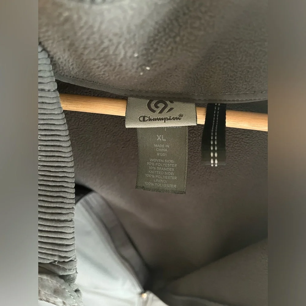 Champion Jacket Women's xl dark grey Hooded Full Zip Lined Windbreaker.Pockets. - Picture 8 of 10